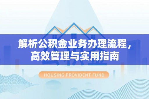 玉龙解析公积金业务办理流程，高效管理与实用指南